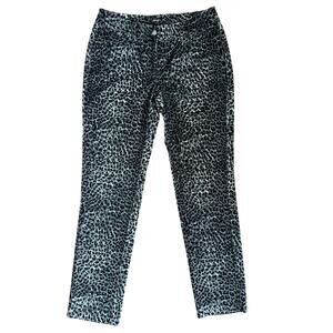 J. McLaughlin Velvet Animal Print Black Gray Sz 4 Straight Leg Stretch Pants